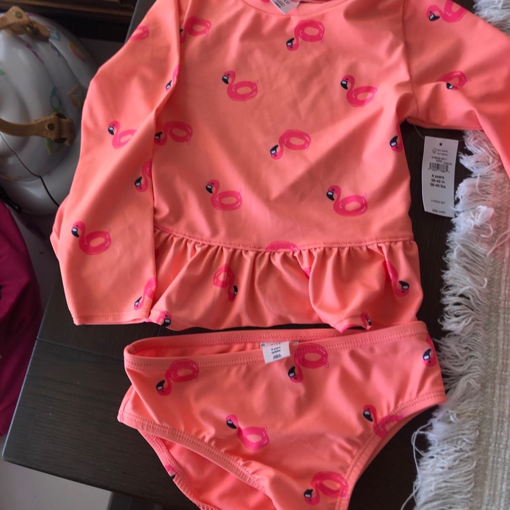 Toddler size 4, five rash guard SPF swimsuits, from Gap